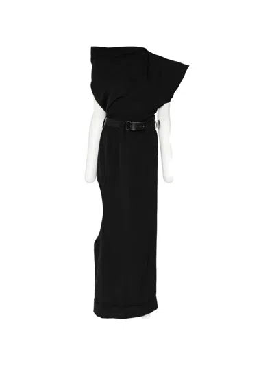 Junya Watanabe Belted Wool Dress In Black