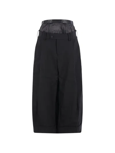 Junya Watanabe Belt-loop Pleated-panel Trousers In Black