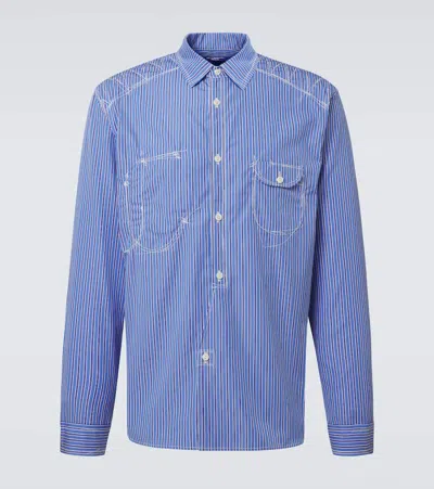 Junya Watanabe Bengal Stripe Cotton Shirt In Blue