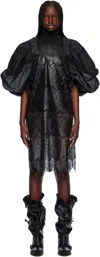 Junya Watanabe Puff Sleeve Dress In Black X Blk/gry