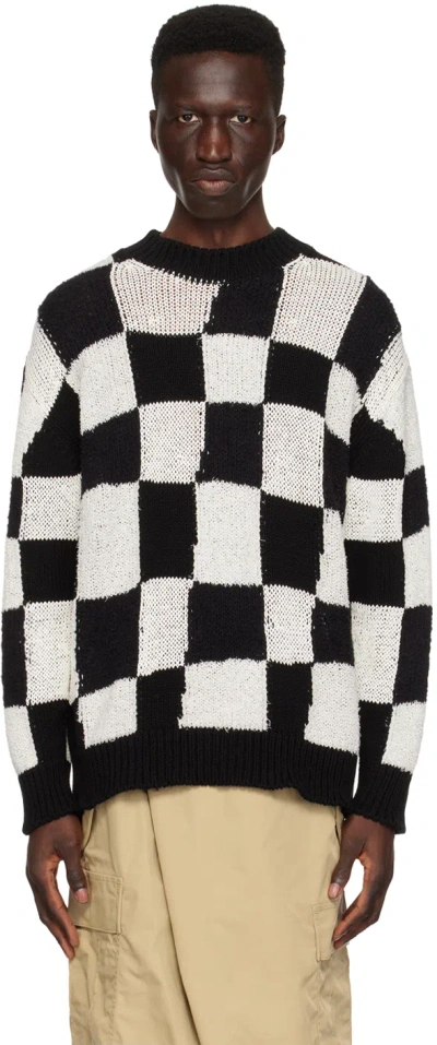 Junya Watanabe Black & Off-white Check Jumper In Bk X Ofwht