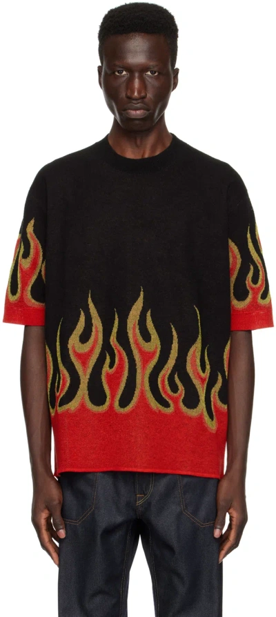 Junya Watanabe Black & Red Jacquard Sweater In Blk X Red