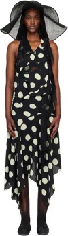 Junya Watanabe Polka Dot Halter Midi Dress Asymmetric Lace In Multi