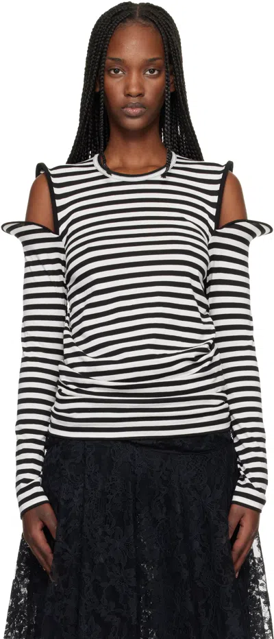 Junya Watanabe Black & White Stripe Jersey T-shirt In Multi