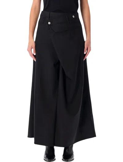 JUNYA WATANABE JUNYA WATANABE BLACK ASYMMETRIC LONG SKIRT