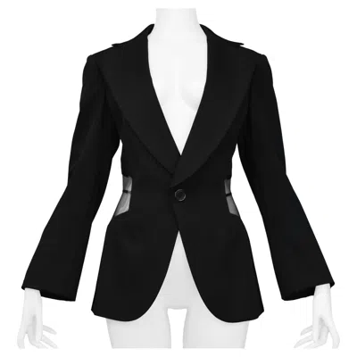 Pre-owned Junya Watanabe Black Blazer With Vinyl Insets 2005