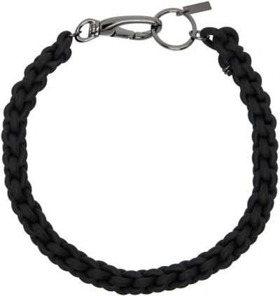Junya Watanabe Black Braided Rubber Chain Necklace In 1 Black