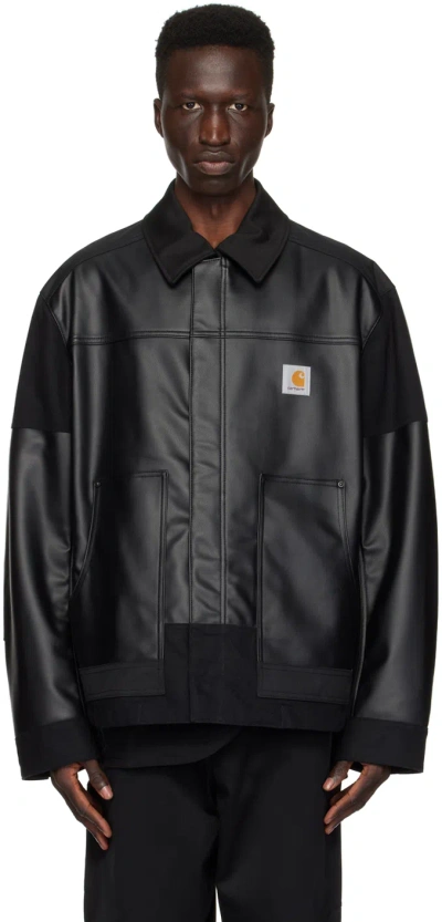 Junya Watanabe X Carhartt Faux Leather Jacket In Black