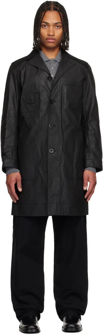 Junya Watanabe Coated Cotton Coat In Black