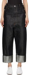 Junya Watanabe Black Cotton Cupro Glitter Denim Jeans In Black
