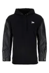 Junya Watanabe Cotton Sweatshirt With Leather Sleeve Panels