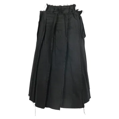 Pre-owned Junya Watanabe Black Cotton Pleated Wrap-around Skirt Size M Excellent