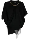 Junya Watanabe Fringe-detail Draped Top In Black