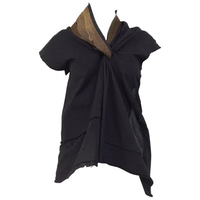 Pre-owned Junya Watanabe Black Deconstructed Cotton Blouse With Asymetrical Zipper Collar