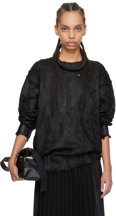 Junya Watanabe Black Distressed Sweater In 1 Black