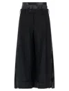 Junya Watanabe Double Layer Wide Leg Trousers With Pleated Fabric Back In Black