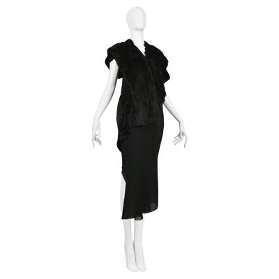 Pre-owned Junya Watanabe Black Drape Dress With Faux Fur