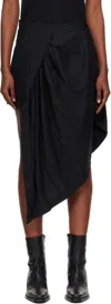 Junya Watanabe Black Draped Short Satin Miniskirt In Black
