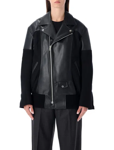 JUNYA WATANABE JUNYA WATANABE BLACK ECO-LEATHER AND WOOL JACKET