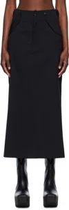 Junya Watanabe Black Gabardine Maxi Skirt In 1 Black