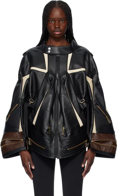 Junya Watanabe Black Komine Protector Faux-leather Jacket In Black X Off Wht