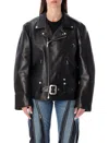 Junya Watanabe Zippered Long-sleeved Leather Jacket In Black