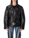 Junya Watanabe Black Leather Biker Jacket In Black