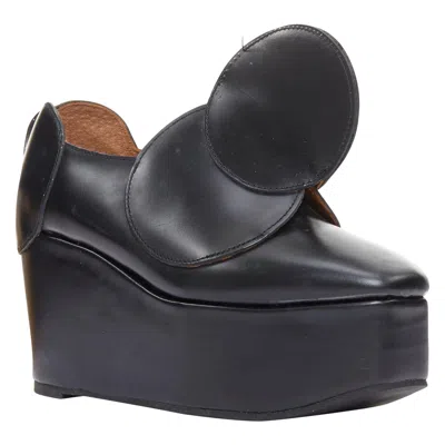 Pre-owned Junya Watanabe Black Leather Circle Embellished Platorm Brogue Shoes Xs