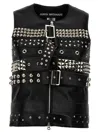 Shop Junya Watanabe Black Leather Studs Vest