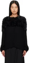 Junya Watanabe Crew Neck Ribbed Sweater In 1 Black/black