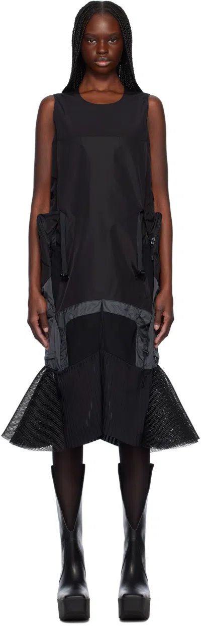 JUNYA WATANABE BLACK PANELED MIDI DRESS