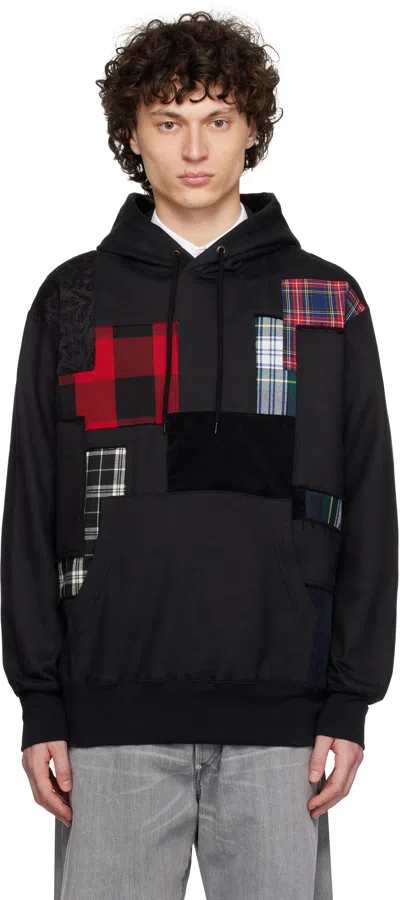 Junya Watanabe Black Patchwork Hoodie In 1 Black X Mix