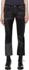 Junya Watanabe Black Patchwork Jeans In Black/black/mix