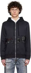 Junya Watanabe Black Patchwork Zip-up Hoodie In 1 Grey X Mix