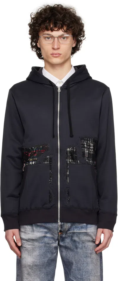 Junya Watanabe Black Patchwork Zip-up Hoodie In 1 Grey X Mix
