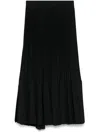 Junya Watanabe Pleated Mixed Media Midi Skirt In Black