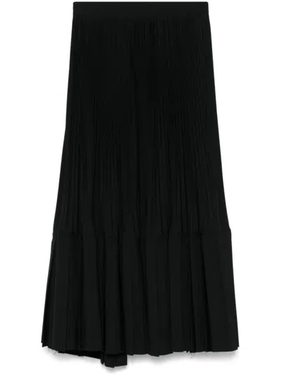 JUNYA WATANABE BLACK PLEATED MIDI SKIRT