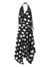Junya Watanabe Polka Dot Halter Midi Dress Asymmetric Lace In Black