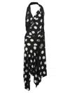 Junya Watanabe Polka Dot Halter Midi Dress Asymmetric Lace In Black