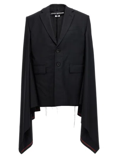 JUNYA WATANABE BLACK SEYMO WOOL CAPE