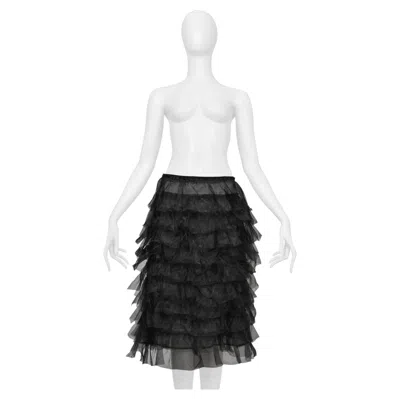 Pre-owned Junya Watanabe Black Sheer Skirt With Ruffles