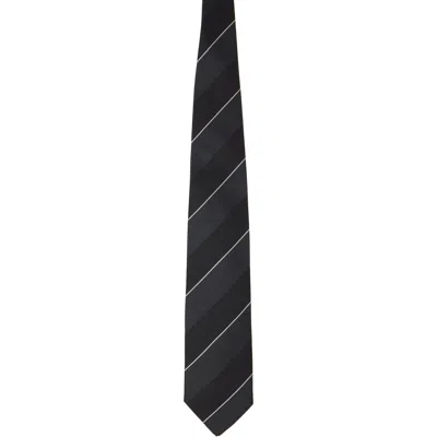Junya Watanabe ブラック シルク ストライプ ネクタイ In 1 Black X White
