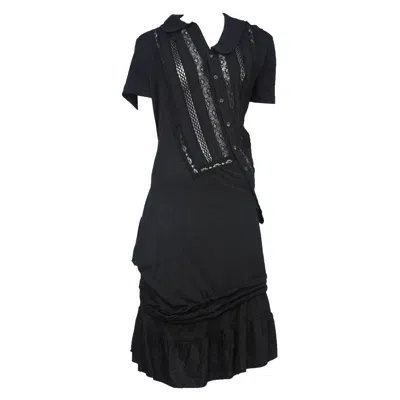 Pre-owned Junya Watanabe Black Twist Dress With Lace Insets 2007