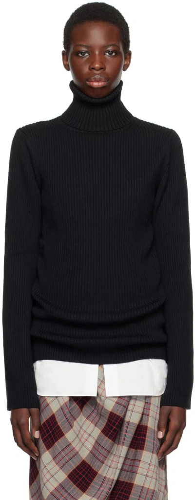 Junya Watanabe Black Vented Cuff Turtleneck In 1 Black
