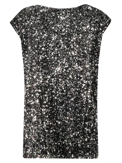 Junya Watanabe Black Wool Sequined Cap Sleeve Top