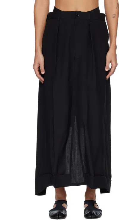 Junya Watanabe Black Wool Tropical Trouser Maxi Skirt