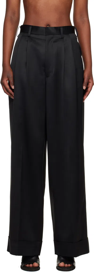 Junya Watanabe Black Wool Viscose Grosgrain Trousers