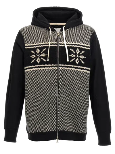 JUNYA WATANABE BLACKWHITE JACQUARD INSERT HOODIE