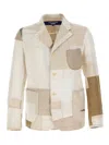 Junya Watanabe Notched Lapel Patchwork Blazer In Neutral