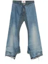 Junya Watanabe Wide-leg Distressed Hem Trousers In Blue
